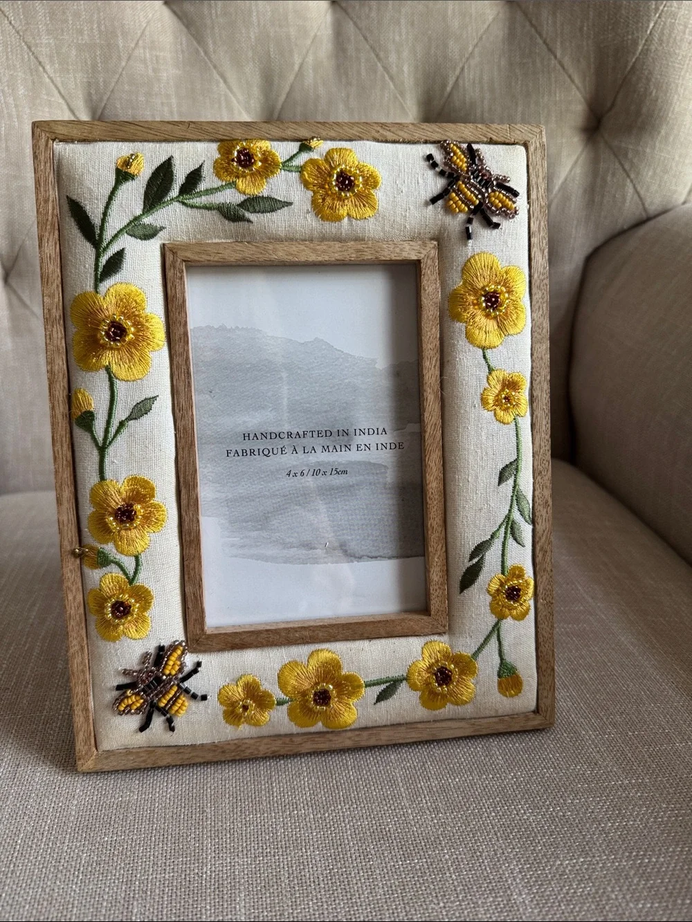 Handcrafted Floral Embroidered Photo Frame - NWOT